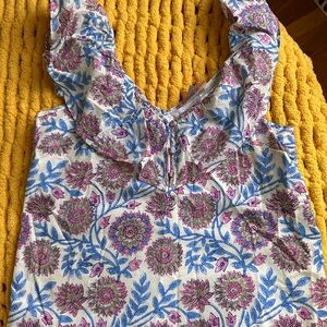 NWT J CREW beautiful cotton & linen mix top with button detail and sleeve.